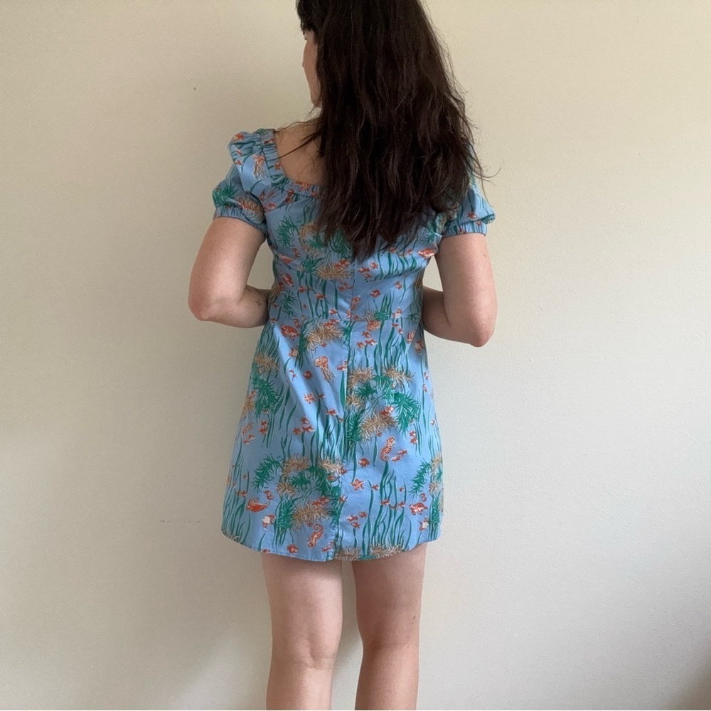HVN Mini Holland Dress Ocean Fish Print 10 - Picture 4 of 15